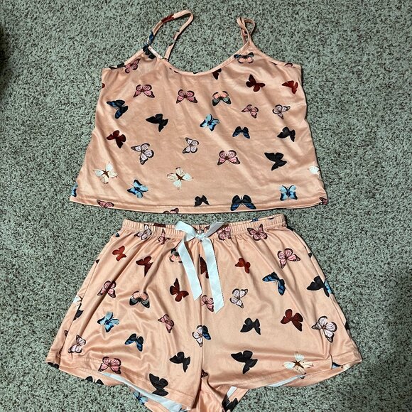 Butterfly Print Cami Top & Bow Front Shorts PJ Set - Picture 1 of 7